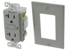 Ground Fault Interrupter Outlet, 20A Gray